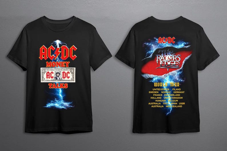 New Acdc Band Graphic Shirt, Acdc 2025 Tour Shirt, Acdc Baseball Team, Rock And Roll Gift, Pwr Up Tou Shirt, Gift For Fan