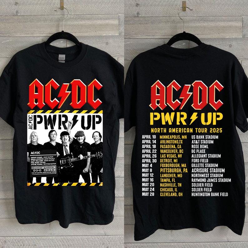 New Acdc Power Up 2025 Tshirt, Acdc Band Unisex Shirt, Power Up Tour 2025 Gift For Fan, Music Lover Shirt, Rock Music Tshirt