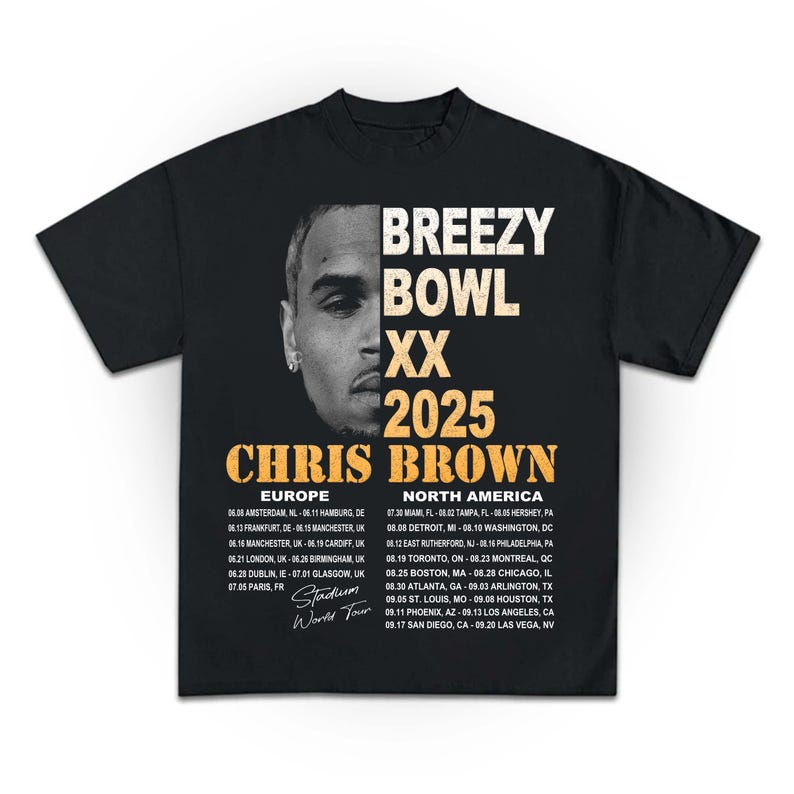 Chris Brown Tour Shirt, 2025 Chris Brown Tour Breezy Bowl Xx T-Shirt, Chris Brown Graphic Shirt