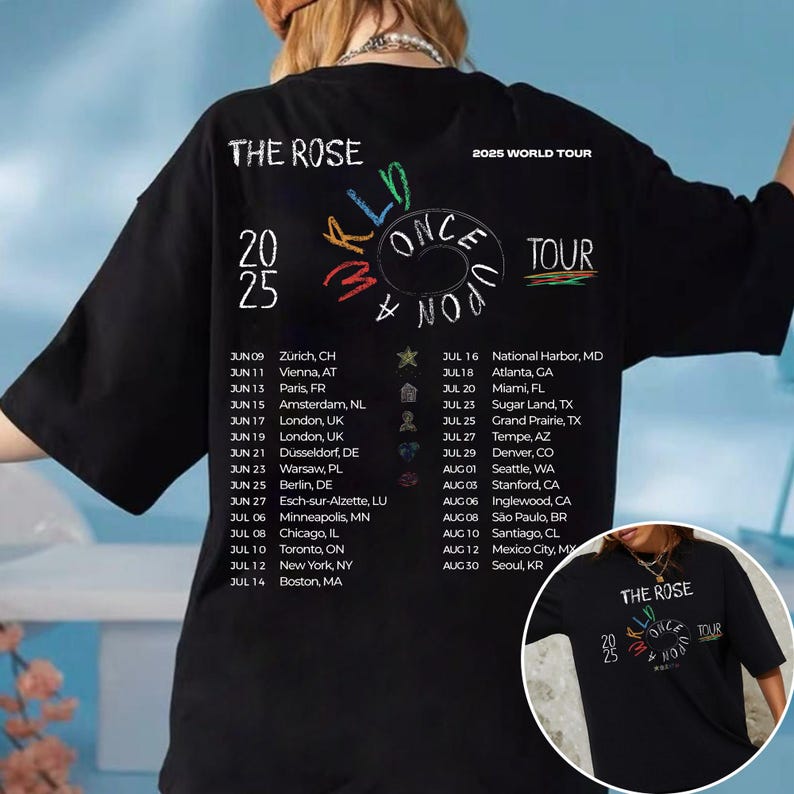 The Rose Once Upon Awrld World Tour 2025 T-Shirt, The Rose Wrld Road Map Shirt, The Rose Dual Shirt