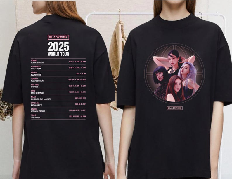 New Black Pink 2025 Concert Tee, Black Pink World Tour 2025 T-Shirt, Jisoo Jennie Lisa Rose Blink Gift, Black Pink Shirt, Kpop Black Pink Merch