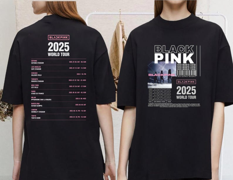 New 2025 Black Pink World Tour T-Shirt, Black Pink 2025 Concert Tee, Black Pink Shirt, Kpop Black Pink Merch, Jisoo Jennie Lisa Rose Blink Gift
