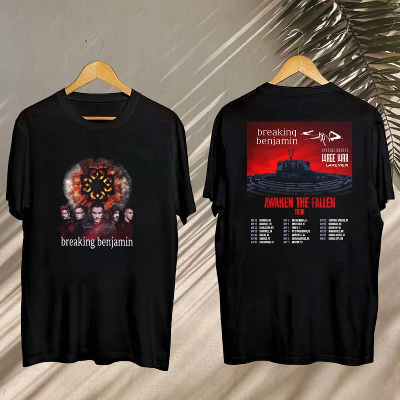 New Graphic Breaking Benjamin Awaken The Fallen 2025 Tour Shirt, Breaking Benjamin Shirt, Breaking Benjamin Fan Shirt, Breaking Benjamin Merch