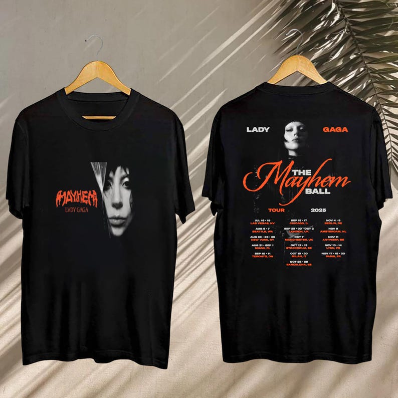 New Lady Gaga 2025 Concert Shirt, Lady Gaga The Mayhem Ball Tour 2025 Shirt, Lady Gaga Fan Shirt, Lady Gaga Merch, Graphic Lady Gaga Mayhem Tee