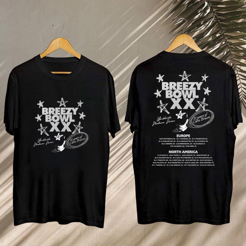 New Chris Brown Tour 2025 Breezy Bowl Xx T-Shirt, Chris Brown Concert Shirt, Chris Brown Fan Gift, Chris Brown Merch, Chris Brown Graphic Shirt