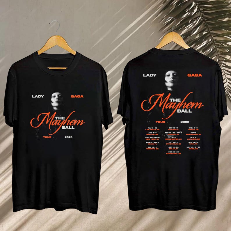 New Lady Gaga The Mayhem Ball Tour 2025 Shirt, Lady Gaga 2025 Concert, Lady Gaga Fan Shirt, Lady Gaga Merch, Lady Gaga Album Shirt, Lady Gaga