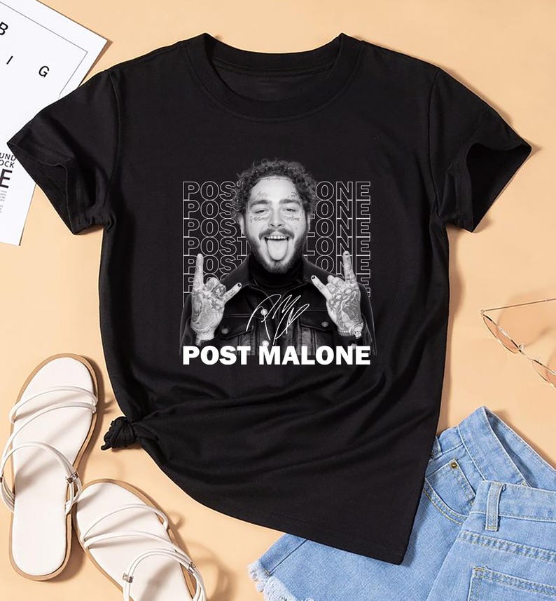 Post Malone Signature T-Shirt, Graphic Post Malone T-Shirt, Retro Rap 90S Tee, Post Malone Tour 2025 Shirt, Post Malone Fan Gift, Posty Tee