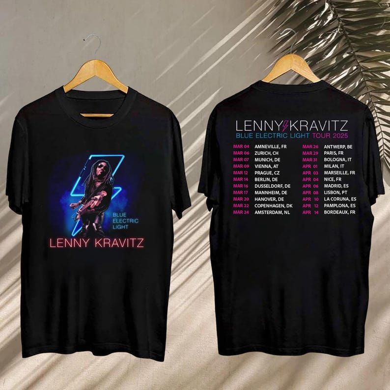 Lenny Kravitz Blue Electric Light Tour 2025 Tee, Lenny Kravitz Tshirt, Lenny Kravitz Blue Electric Light Tour Shirt, Lenny Kravitz Tour Gift