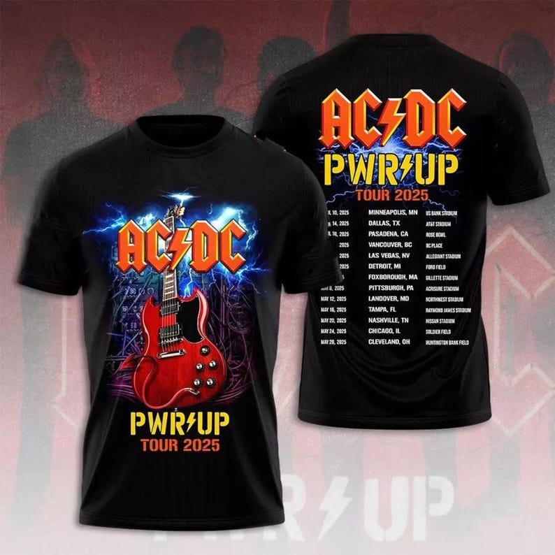 Acdc North American 2025 T-Shirt, Acdc Rock Music Band Tee, Acdc Pwr Up Tour 2025 Shirt, Acdc Gift For Fan, Concert Music 2025
