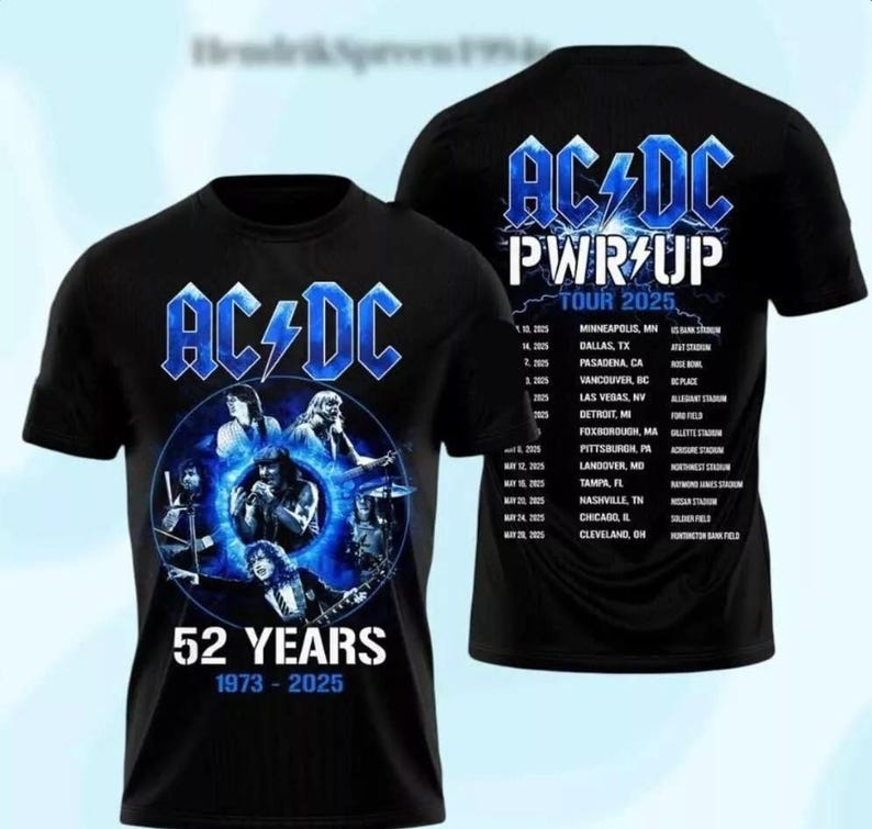 Acdc North American 2025 T-Shirt, Acdc Rock Music Band Tee, Acdc Pwr Up Tour 2025 Shirt, Acdc Gift For Fan, Concert Music 2025