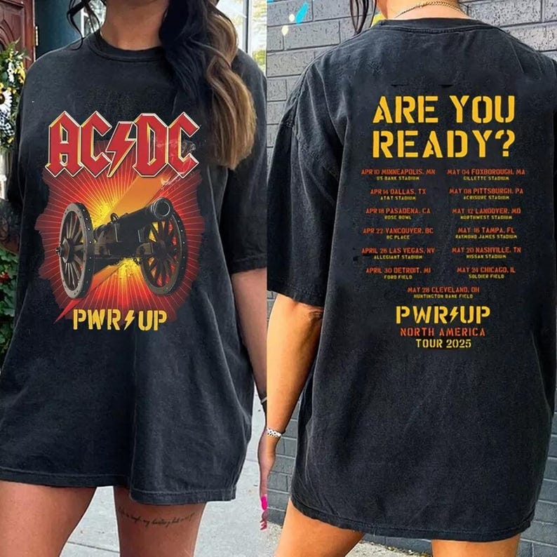 Acdc North American 2025 T-Shirt, Acdc Rock Music Band Tee, Acdc Pwr Up Tour 2025 Shirt, Acdc Gift For Fan, Concert Music 2025