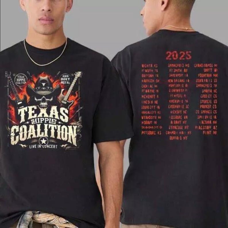 Texas Hippie Coalition Live In Concert Merch Tour 2025 Two Sides Print T-Shirt