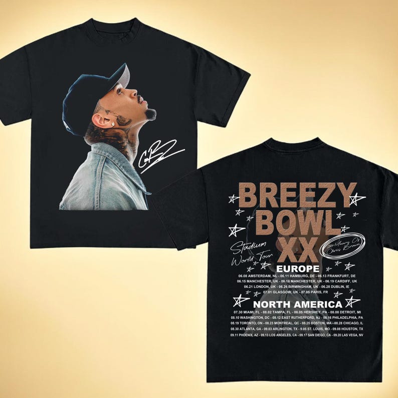 New Cb T-Shirt, Chris Breezy Bowl Xx Tour 2025 Shirt, Brown 2025 Concert, Chris Tour Merch, Breezy Bowl Xx Tour T-Shirt
