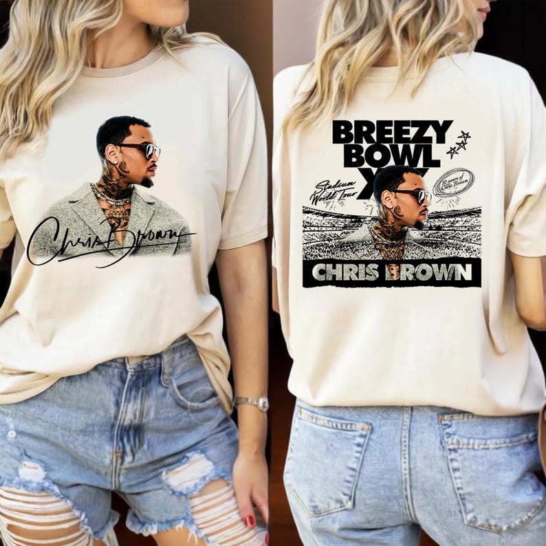 New Chris Breezy Bowl Xx Tour 2025 2 Sided T-Shirt, Chris Tour Merch, Cb Shirt, Brown 2025 Concert, Breezy Bowl Xx Tour Sweatshirt Hoodie