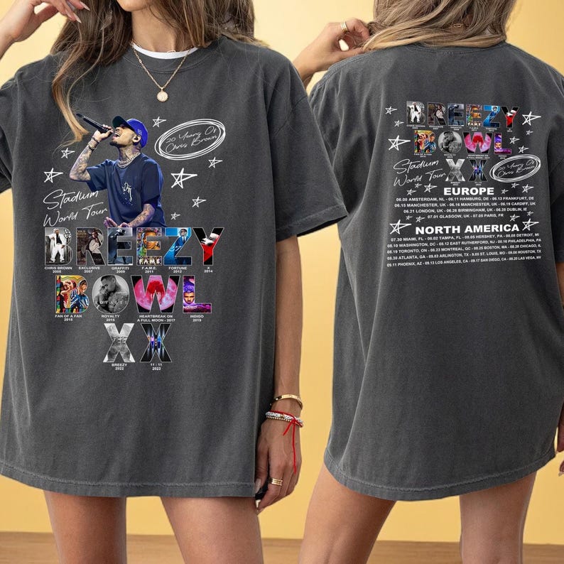 Comfort Colors Chris Breezy Bowl Xx Tour 2025 Shirt, Cb T-Shirt, Brown 2025 Concert, Chris Tour Merch, Breezy Bowl Xx Tour Shirt