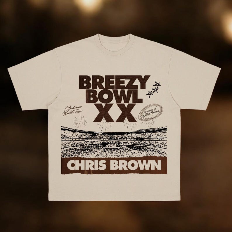 New Chris Breezy Bowl Xx Tour 2025 Shirt, Cb T-Shirt, Brown 2025 Concert, Chris Tour Merch, Breezy Bowl Xx Tour T-Shirt