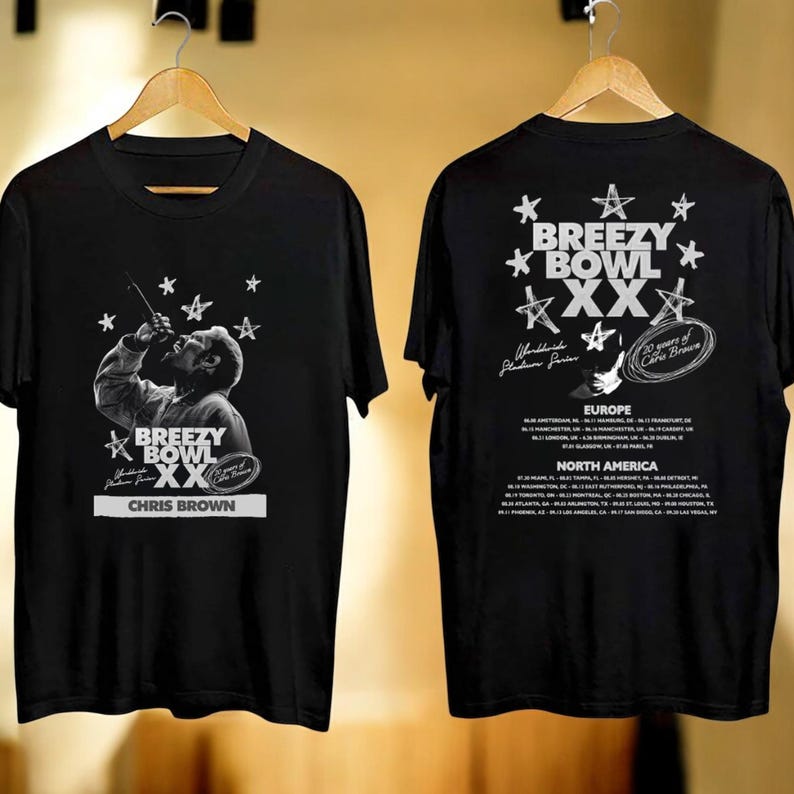 New Chris Breezy Bowl Xx Tour 2025 Shirt, Cb T-Shirt, Brown 2025 Concert, Chris Tour Merch, Breezy Bowl Xx Tour T-Shirt