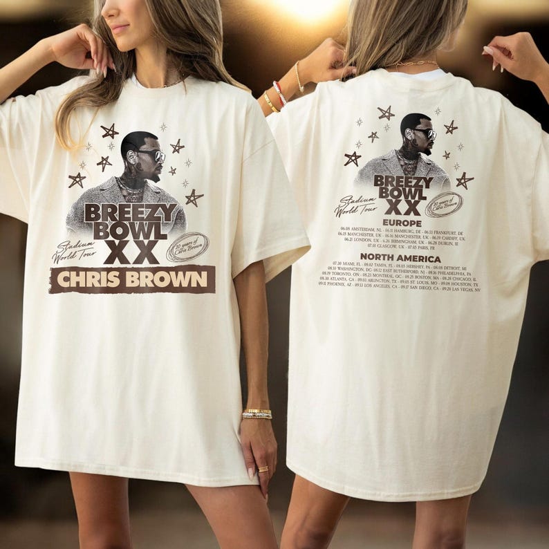 New Chris Breezy Bowl Xx Tour 2025 Shirt, Cb Album T-Shirt, Brown 2025 Concert, Chris Tour Merch, Breezy Bowl Xx Tour T-Shirt