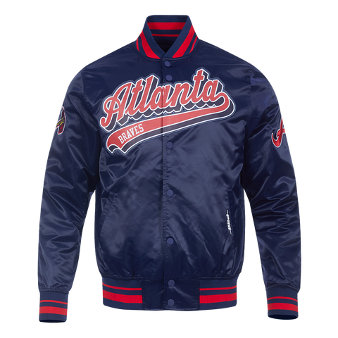 Atlanta Braves Script Tail Men's Satin Baseball Jacket
