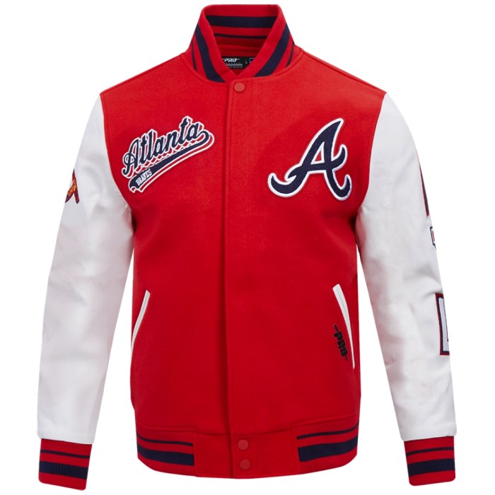 Atlanta Braves Script Tail Rib-Knit Wool Baseball Jacket