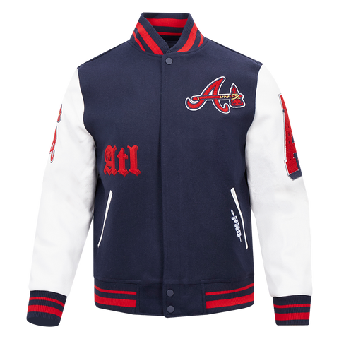 Atlanta Braves Old English Men's Rib Wool Baseball Jacket