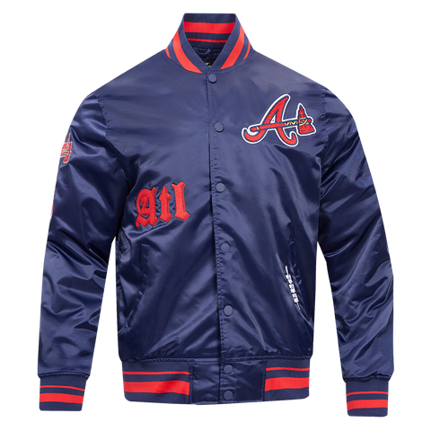 Atlanta Braves Old English Rib Satin Baseball Jacket
