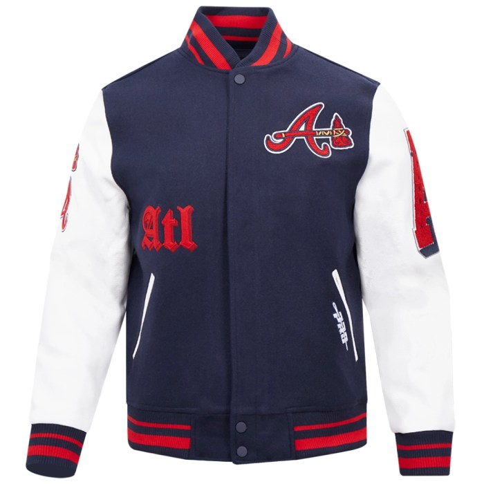 Atlanta Braves Classic Rib Knitted Wool Pro Baseball Jacket For men