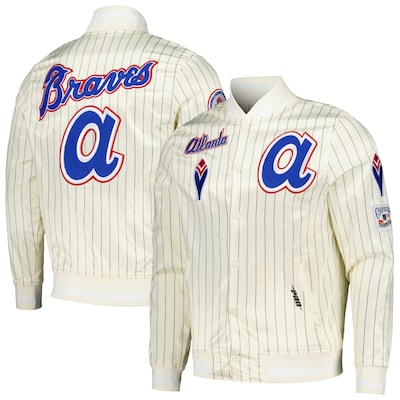 Atlanta Braves Cooperstown Pinstripe Retro Classic Satin Baseball Jacket For men