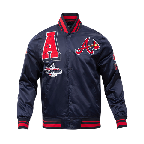 Atlanta Braves Mashup Men?? Rib Satin Baseball Jacket