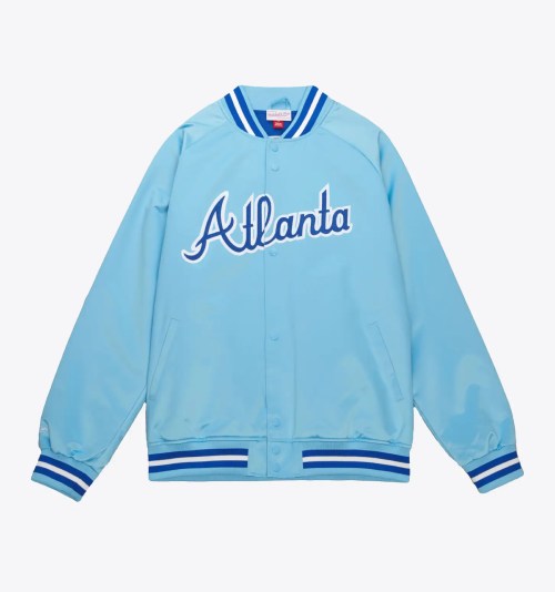 Atlanta Braves Sky Satin Baseball Jacket Retro Classic Style