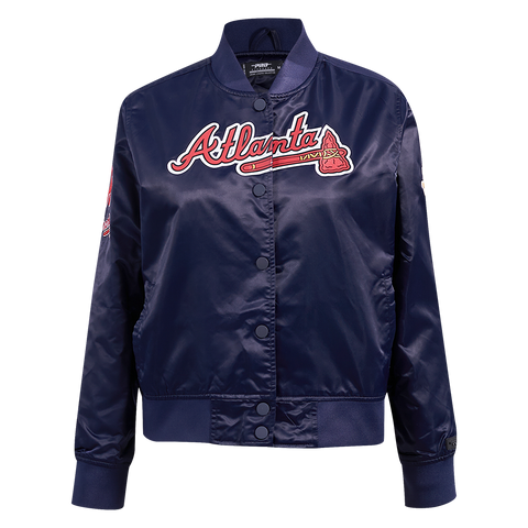 Atlanta Braves Classic Midnight Navy Satin Baseball Jacket