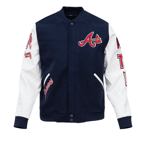 Atlanta Braves Classic Wool Baseball Jacket For men Midnight Navy