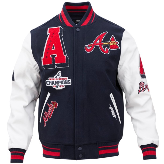 Atlanta Braves Baseball Team Players Navy Wool Baseball Jacket For men 95