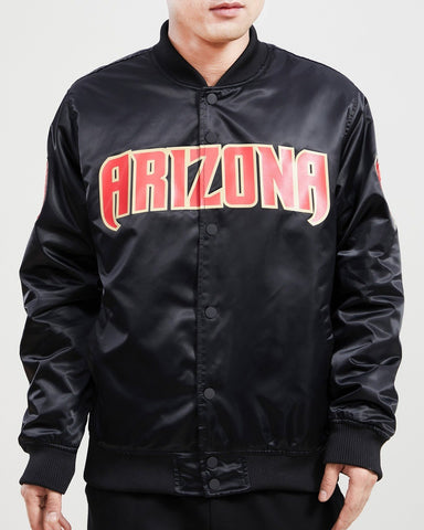 Arizona Diamondbacks Big Logo Satin Baseball Jacket For men Black