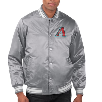 Arizona Diamondbacks Starter Logo Satin Varsity Gray Baseball Jacket For men