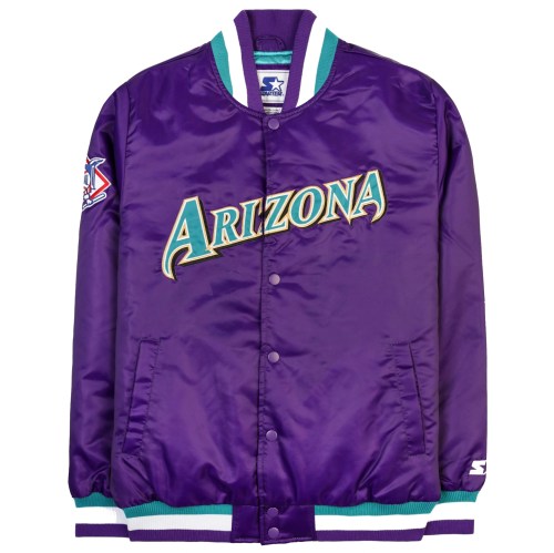 Arizona Diamondbacks Rib Knitted Satin Baseball Jacket For men Purple