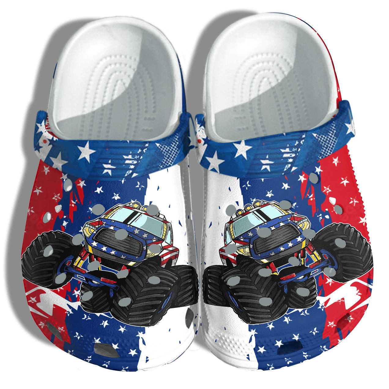 Monster Truck Vehicles 4Th Of July Clogs Shoes Gift Birthday Son Usa Monster Truck Car America Flag Clogs Shoes