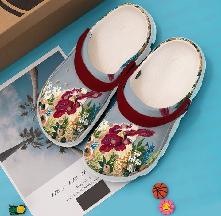 Farmer Chicken With Flower Classic Crocs-Style Clogs
