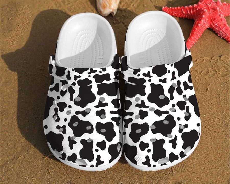Cow Pattern Skin Dairy Farmer Cattle Lovers Birthday Him Crocs-Style