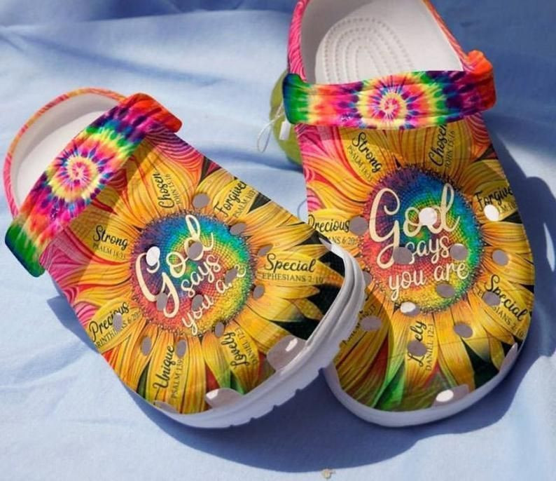 God Says Hippie Sunflowers Gift Hippie Girl Rubber Clogs Shoes