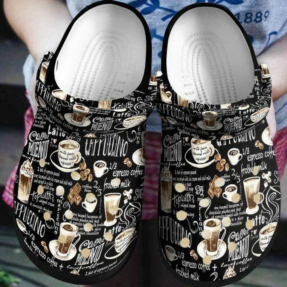 Coffee Menu Icon 6 Clogs Shoes Comfy Footwear Classic Crocs-Style