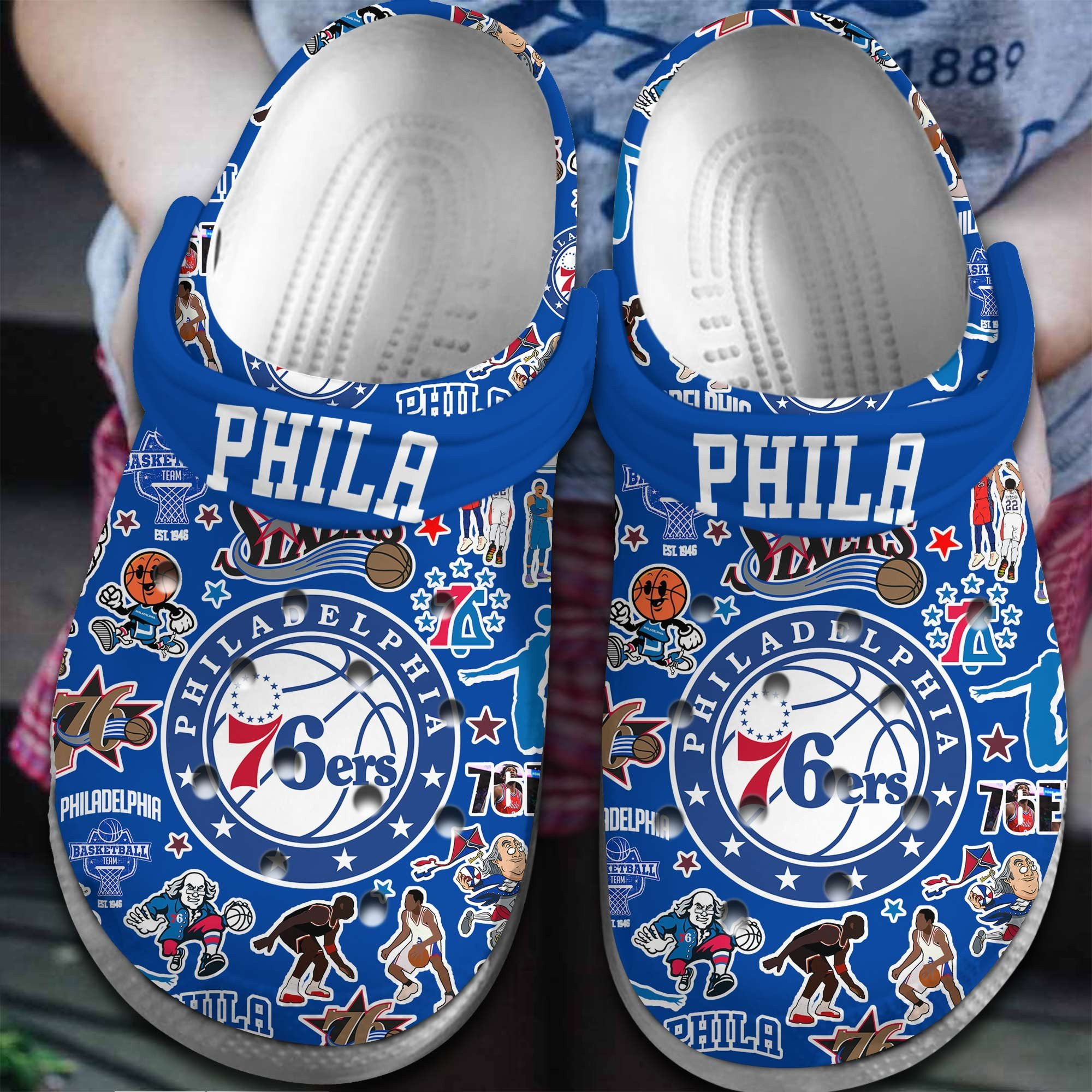 Philadelphia 76Ers Nba Basketball Sport Clogs Shoes