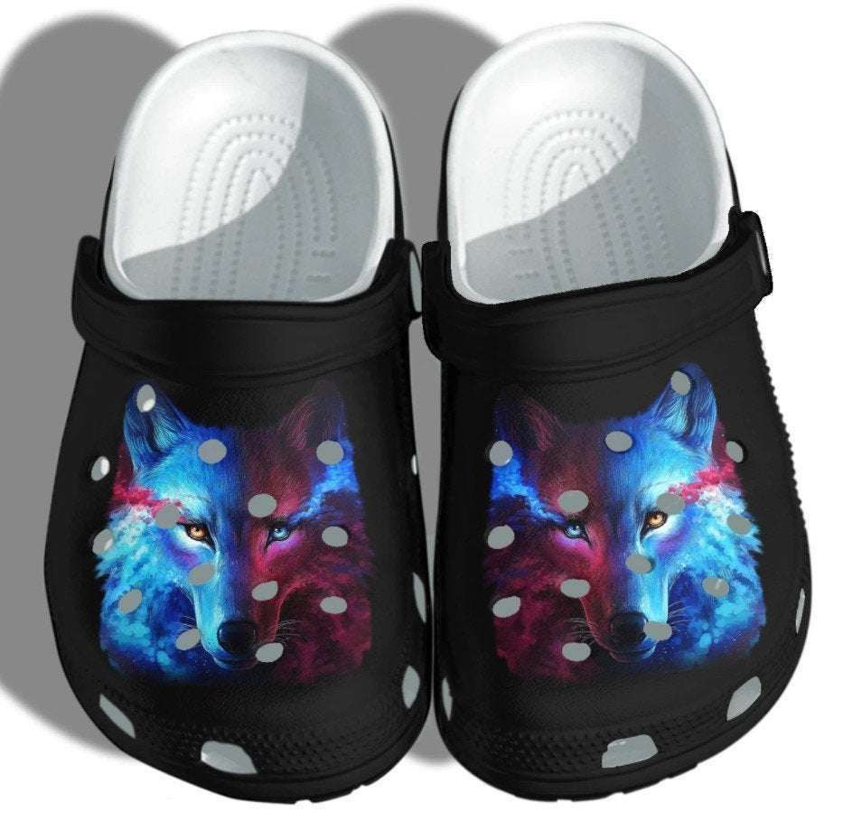 Mystery Wolf Rubber Clogs Shoes Comfy Footwear Classic Crocs-Style Clogs
