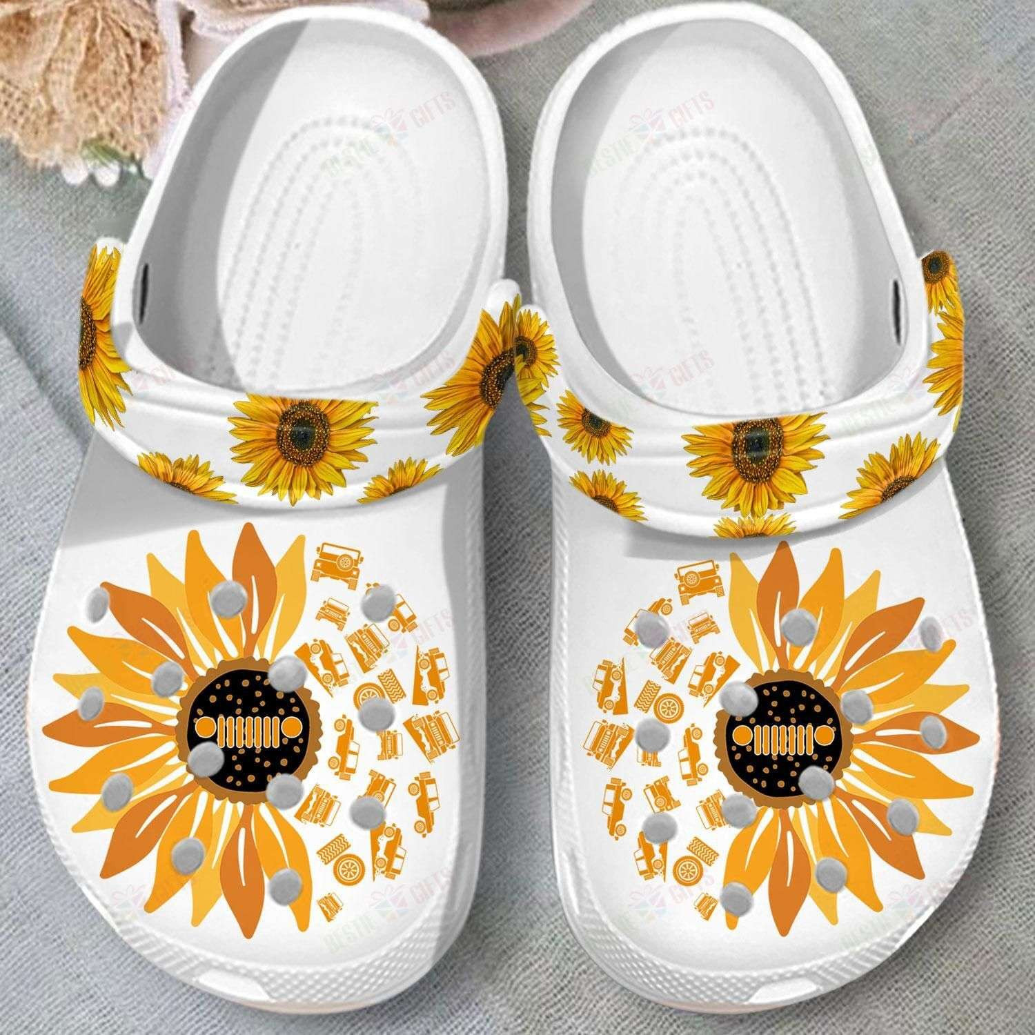 Jeep Sunflower Clogs Shoes For Jeep Lover Classic Crocs-Style Clogs