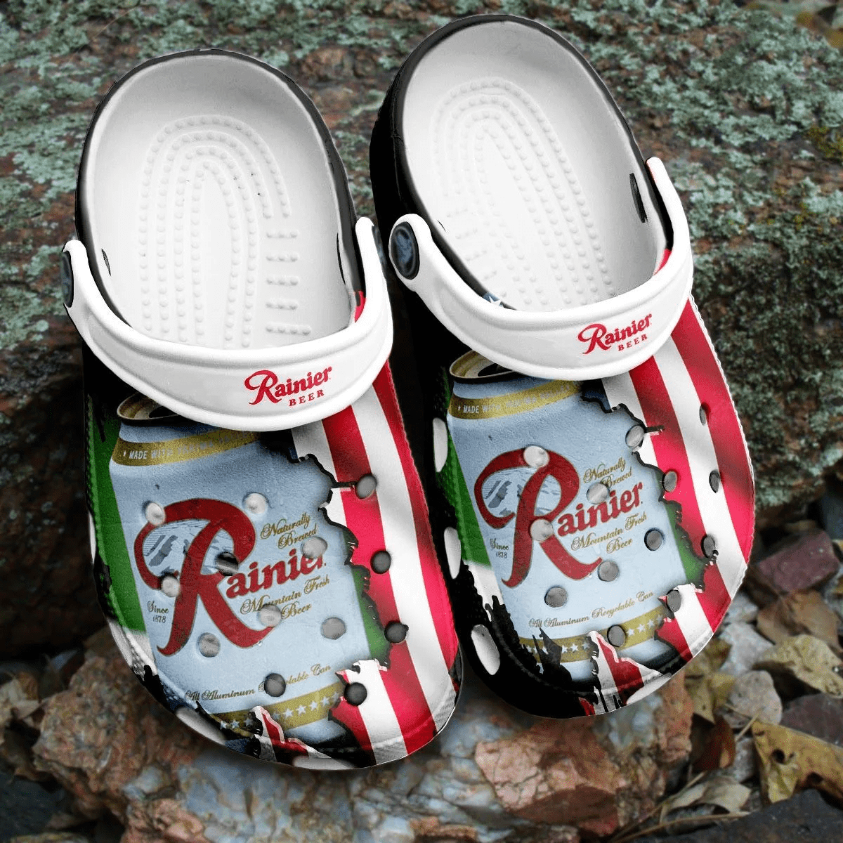 Rainier Beer Clogs Shoes Crocs