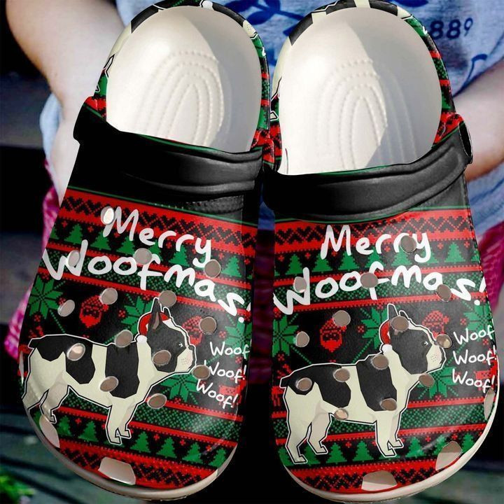 French Bull Dog Merry Woofmas Classic Crocs-Style Clogs  & Dog Lovers