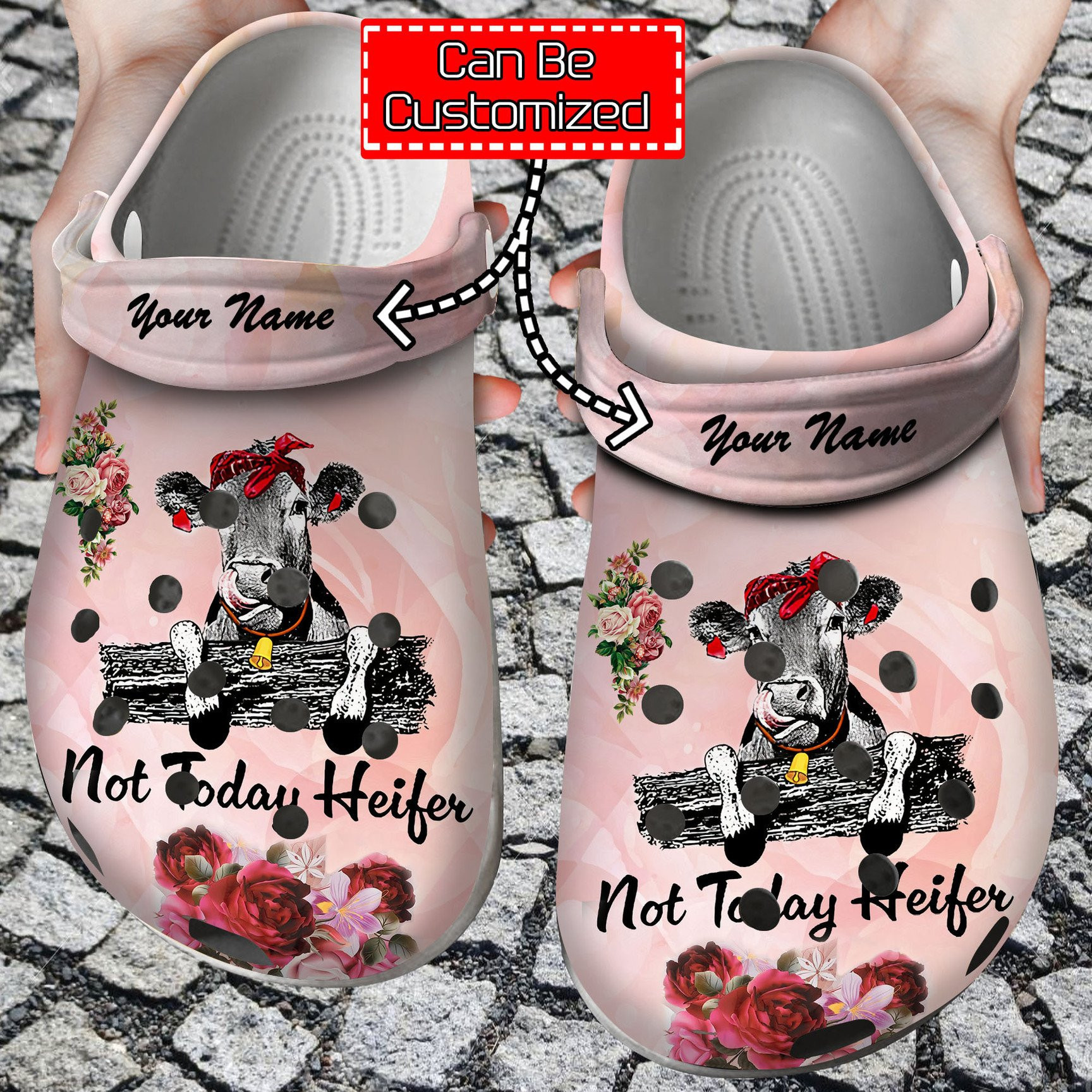 Not Today Heifer Style Clogs Shoes Cow Print Classic Crocs-Style Clogs