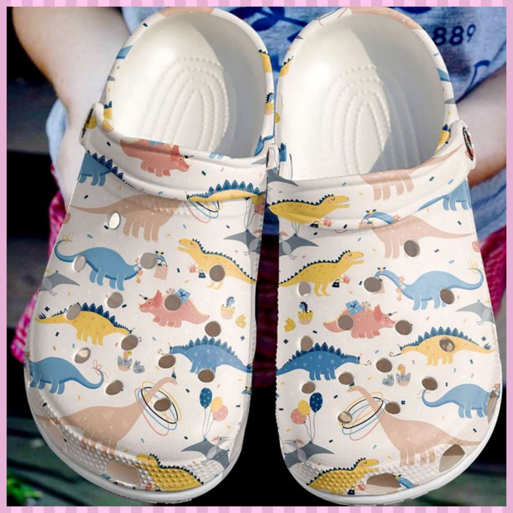 Dinosaur Dino Pattern Rubber Clogs Shoes Comfy Footwear Classic Crocs-Style Clogs