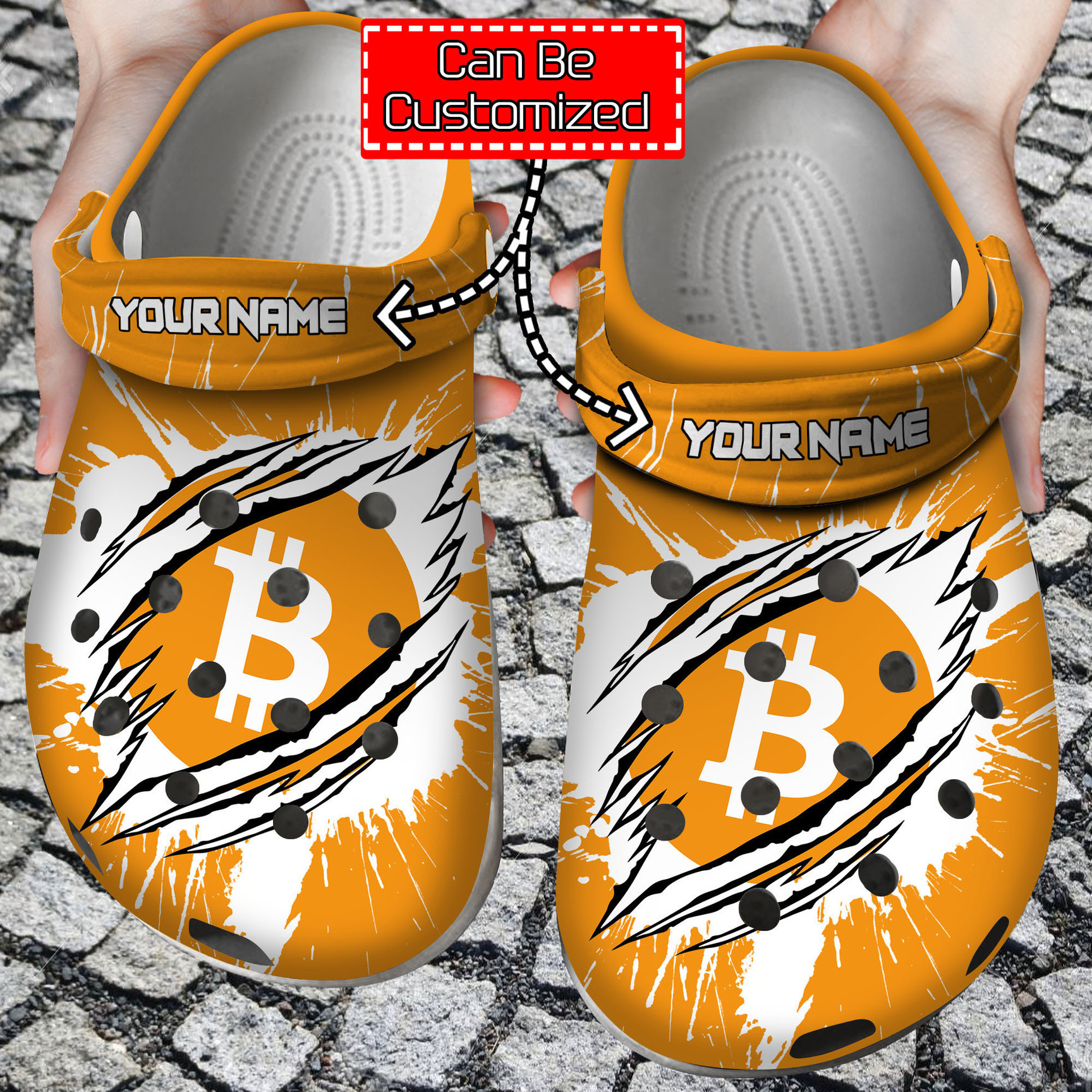 Btc Coin Ripped Through Clogs Shoes Crypto Crocs