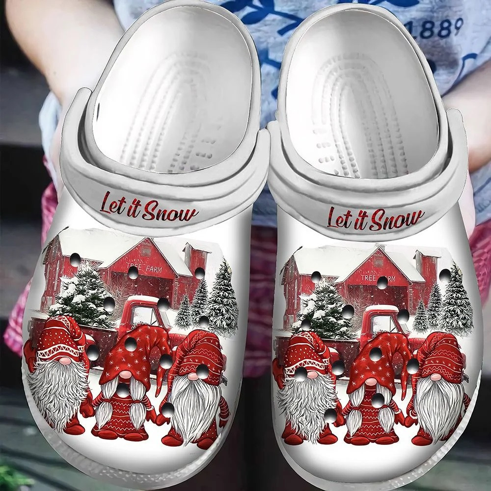 Let It Snow Gnomies Christmas Clogs Shoes For Men Women Classic Crocs-Style Clogs